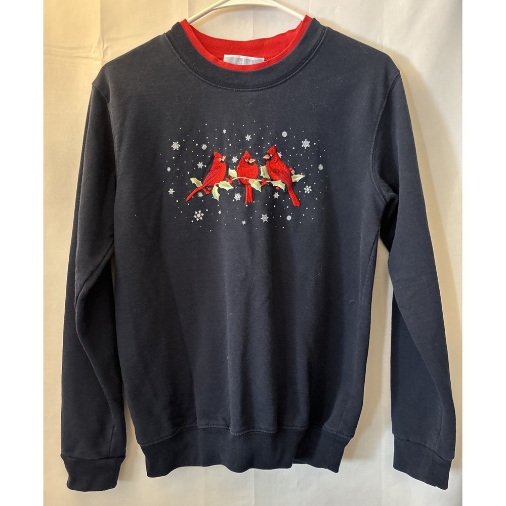 Vtg Women's Country Store Embroidered Christmas Cardinal Winter sweatshirt  XS‎